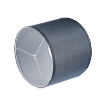 Orta Davul Lambası Gölgesi Doğal Keten El Yapımı Işık Kapak Lambası Gölgesinde Masa Lambası Ve Zemin Açık Mavi Altın - Mavi