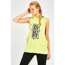 Maraton Active Regular Kadın Kapşonlu Kolsuz Gym Neon Sarı Atlet 17503-Neon Sarı