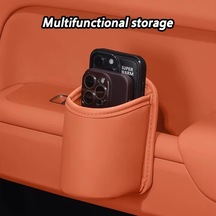 Chuangyinshop Orange 2 Adet - Kaymaz Kupa Tutucu Organizatör, Pu Deri Spillsiz Araç Çok Fonksiyonlu Saklama Kutusu