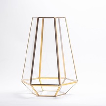 34x26x26cm Pirinç Gold Cam Geometrik Teraryum Cam Fanus Vazo Mumluk Yapımı Dekoratif Diğer