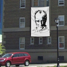 Siyah-beyaz Gazi Mustafa Kemal Atatürk Silüeti Poster Bayrağı- 3x4,5 Metre 1