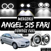 Ford Focus 2 2004-2008 Uyumlu Üniversal Mercekli Angel Sis Farı Metal Su Geçirmez 76 Mm Beyaz Gündüz Farı Angel Sis Farı 58091085