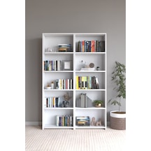 Classy 103musab 10 Raflı 2 Parça Arkalıklı Kitaplık Çok Amaçlı Dolap Beyaz