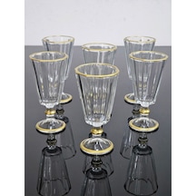 Çeyizci Çarşı 6'lı Kahve Yanı Flüt Su Bardağı Seti Renkli Gold Yaldızlı 249.0