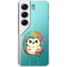 Tecno Camon 40 İle Uyumlu Splash Kirpi Tasarımlı Şeffaf Silikon Kılıf Şeffaf