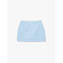 Koton Yüksek Bel Slim Fit Pötikare Şort Etek Mavi Ekose 6sak40370nk