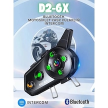 D2-6x 1000m Mesafeli 6 Kanallı İntercom Bluetooth Motosiklet Kask Kulaklığı İntercom Kulaklık