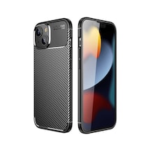 Noktaks - İphone 14 Uyumlu Kılıf Parmak İzi Tutmayan Karbon Negro Silikon Kapak - Siyah - T23562