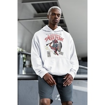 Sevbano The Amazing Spider-punk Baskılı Unisex Oversize Marvel Hoodie Beyaz