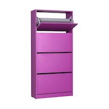 Flat Duo 4 Katlı Geniş Ayakkabılık Dolabı - Mor
