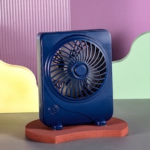 Taşınabilir Masaüstü Şarjlı Mini Fan Vantilatör 2 Modlu Mavi