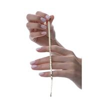 Gümüş Altın Yaldızlı Zirkon Taşlı Modern Görünümlü Çiçek Zinciri Bileklik Barcode Gümüş