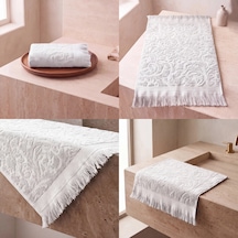 Botti Home %100 Pamuk Jakarlı El Ve Yüz Havlusu Seti 50 X 90 Cm Çeyizlik Saçaklı Havlu Kırık Beyaz