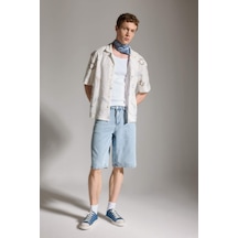 Defacto Yumuşak Dokulu Baggy Fit Bermuda Jean Şort G4209ax26smnm39 Mavi-nm39