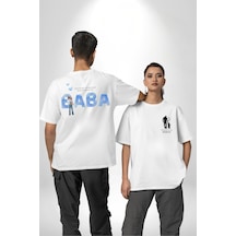 Babalar Günü Dünyanın En İyi Babası Beyaz Oversize Unisex Ön Ve Sırt Baskılı Tişört Beyaz