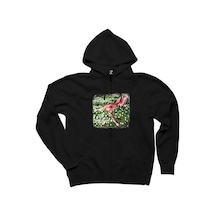Lifelover Pulver Siyah Fermuarlı Kapşonlu Sweatshirt