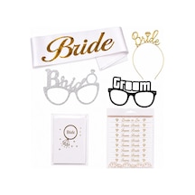 28 Parça Altın Beyaz Bekarlığa Veda Parti Aksesuar Seti Bride To Be Seti