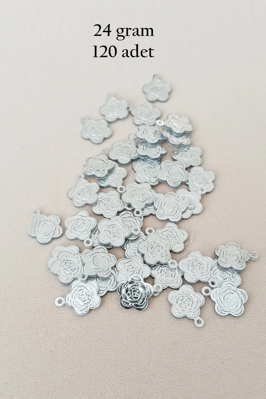 Oya Abiye Bileklik Kolye Pleksi Metalik Plastik Pul Gümüş Renk 24 Gram 120 Adet - Bnc584