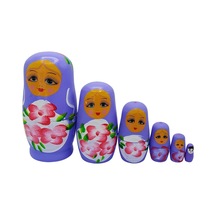 Ahşap Matruşka Bebek Altılı Set Mor
