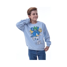 Sonic Baskılı Erkek Çocuk Sweatshirt Gamer Oyun Temalı Rahat Ve Konforlu Mavi