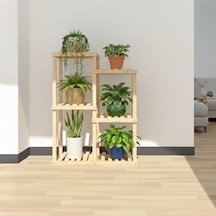 120 Cm Boy 80 Cm En Dekoratif Ahşap Çiçeklik - 5 Katlı Modern Saksı Standı - Yer Tasarruflu Bej