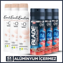 Blade Artificial Intelligence 1.0 Erkek Deodorant 3x150 Ml,emotion Natural Bloom Kadın Deodorant 3x150 Ml