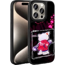 Ardemix Apple iPhone Uyumlu 15 Pro Kılıf Parlayan Kabartmalı İkonik Figürlü Amas Silikon Kapak - Siyah