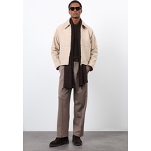 Antioch Regular Fit Dokulu Erkek Mont Bej