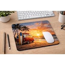Plaj Gün Batımı Desenli Mousepad 21x17,5 Cm Kaymaz Tabanlı Düz Mouse Pad Ofis & Ev