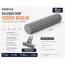 Kelebek Mop Yedek Başlığı 33 Cm Pva Sünger Mop Yedeği Kendinden Sıkmalı Yer Silme Mopu Sünger Başlık Kıl Tüy Toz Temizlik Aparatı