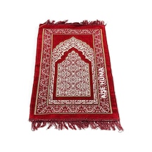 İsme Özel Nakışlı Kadife Çocuk Seccadesi Kırmızı Renk - 39x80-180 Gr Çok Renkli