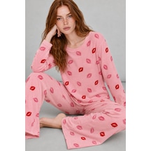 Kadın Comfort Esnek Pembe Pijama Takımı 4688