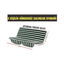 Viphomeconceptltd 2 Kişilik Salıncak Oturağı (Yeşil-Beyaz)-(Süngersiz Tentesiz) Yeşil