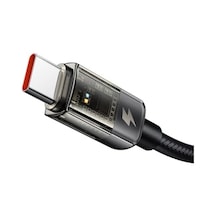 Ca-2840 Type-c To Type-c 100w Led Işikli Power Off Hızlı Data Şarj Kablosu 1.2m, Siyah
