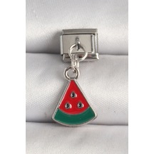 Zarif Kadın İçin Silver Çelik Karpuz Dilim Bakla Bileklik