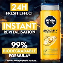 Boost Duş Jeli 500 Ml, 3'ü 1 Arada Komple Bakım, Vücut, Saç Ve Yüz İçin, Kafein İle Canlandırıcı Bakım Diğer