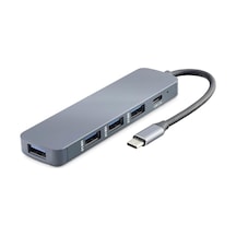 Type-c Hub 4 Usb3.0 + Dc Sv Gri Hdx7044