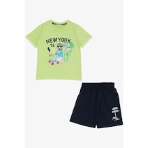 Breeze Erkek Çocuk Şortlu Takım Sevimli Özgür Kaykaycı Köpekçik Baskılı 2-6 Yaş, Fıstık Yeşili-fıstık Yeşili Fıstık Yeşili