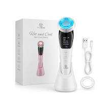 Hot & Cool Ems Cilt Bakım Cihazı, Sıcak Soğuk Yüz Masaj Aleti, Led Işık Destekli, Mikro Titreşimli, Şarjlı Yüz Bakım Cihazı, Temizleme, Nemlendirme Ve Bakım Modları, Model D818