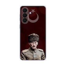 Samsung Galaxy A27 Uyumlu Ay Yıldız Ve Başkomutan Atatürk Baskılı Silikon Kılıf Renkli