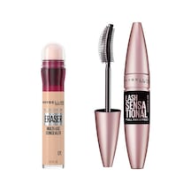 New York Instant Anti Age Eraser Kapatıcı - 01 Light & Lash Sensational Yelpaze Etkili Intense Black Maskara - Ekstra Çok Renkli