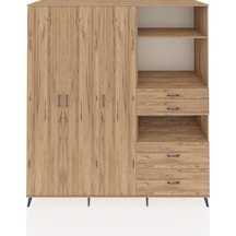 Kronos Dolap 12 Raflı 4 Çekmeceli Tek Askılı 220x59x243 Çam-çam/çam Atlas Çam/atlas Çam