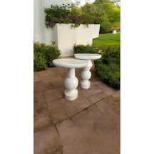 Simillo Wood Wooden Ahşap Beyaz Renk 2'li Set Fitilli Mantar Yan Sehpa Modern Fiskos Kod:5498405544 Beyaz