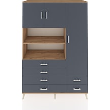Hyperion Dolap 9 Raflı 6 Çekmeceli 3 Kapaklı 132x44x195 Çam-antrasit/antrasit Antrasıt/antrasıt