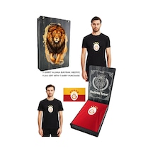 Gsstore Galatasaray Lisanslı Armalı T-shirt Bayrak Ve Uv Kutu Hediyeli 03-siyah