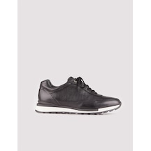 Hakiki Deri Siyah Bağcıklı Erkek Spor Ayakkabı-Siyah (521641476) Siyah