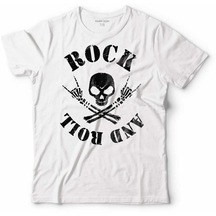 Rockn Roll Symbol Rock İşareti Kuru Kafa Skull Çocuk Tişört 001