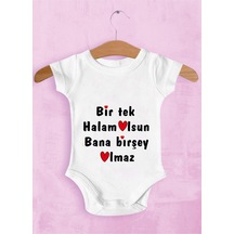 Babylimon Bebek Beyaz Bir Tek Halam Olsun Bana Birşey Olmaz Zıbın Beyaz - 132208036 Beyaz