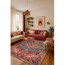Dekoratif Halı Kaymaz Taban Leke Tutmaz Yıkanabilir Kilim Özel Ölçü Salon Halısı 3033