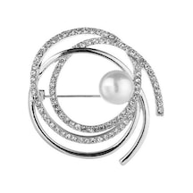 Gümüş Kadın Broş Pin Sahte İnci Taklidi Zarif Kazak Şal Atkılar Klip Göğüs Pin Charm Elbise Dekorasyon Giyim Süsleme Düğün Parti Takı Gümüş